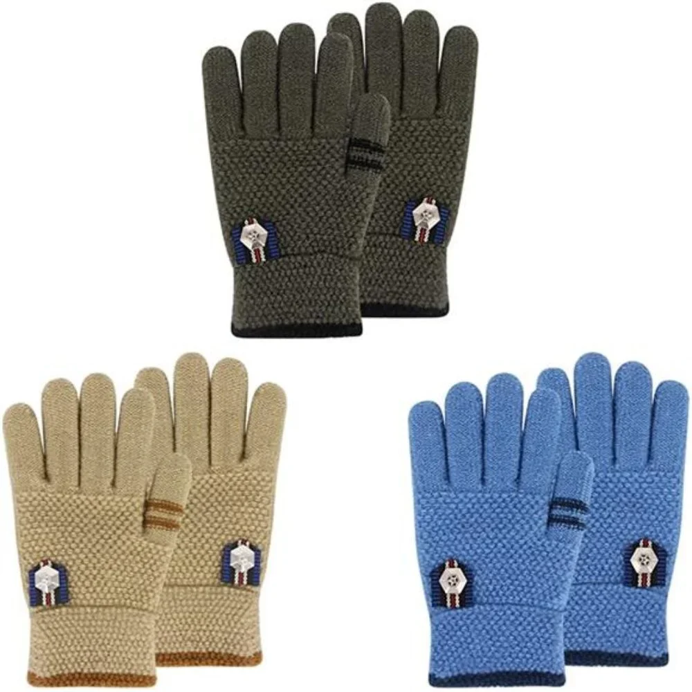 Kids Winter Gloves for Boys, 3 Pairs Children Thermal Knitted Mittens
